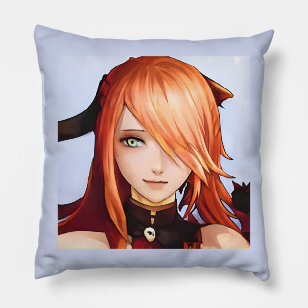 anime girl orange hair Pillow by animegirlnft