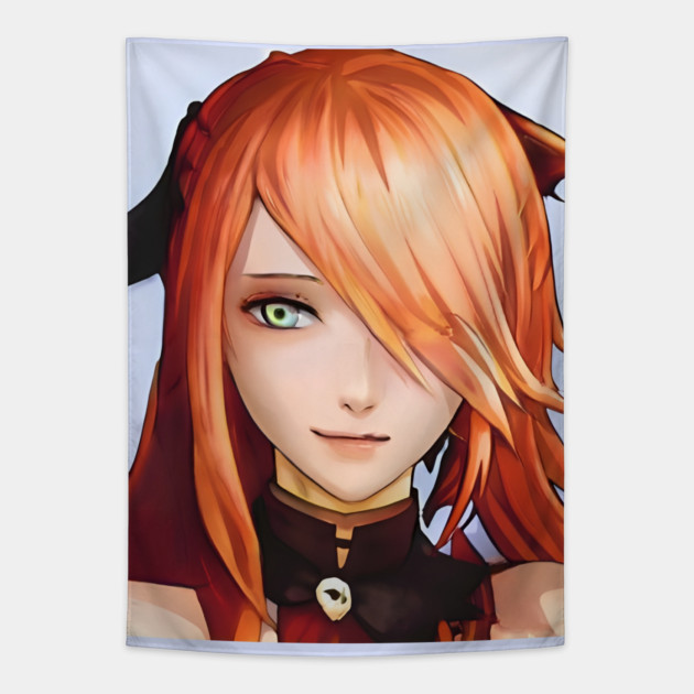 anime girl orange hair Tapestry by animegirlnft