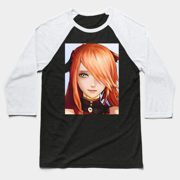anime girl orange hair Baseball T-Shirt by animegirlnft