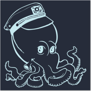 Captain Octopus for Dark Shirts Posters and Art