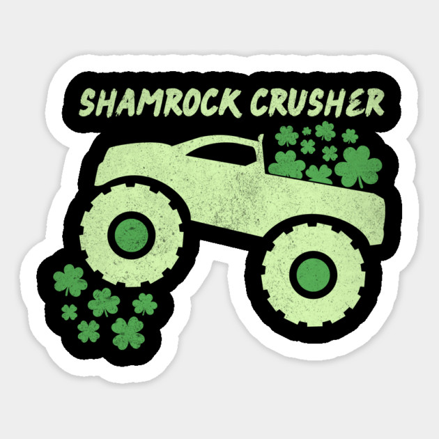 Shamrock Crusher St Patrick's Day Monster Truck Lover Sticker by The WYLD Tribe