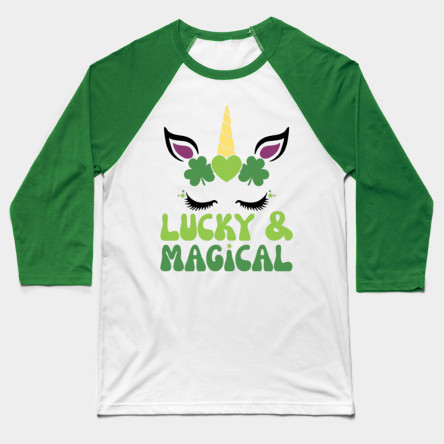 Lucky & Magical St. Patrick's Day Unicorn Baseball T-Shirt by The WYLD Tribe