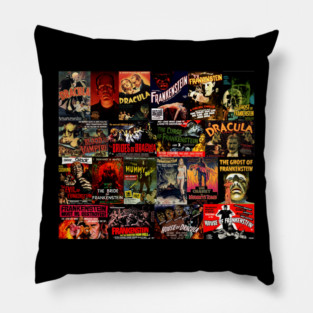 Classic Horror Movie Monster Collage Pillow