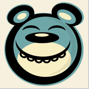 Blissful Smiling Blue Bear Posters and Art