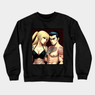 Manga tattoo couple boyfriend girlfriend Crewneck Sweatshirt