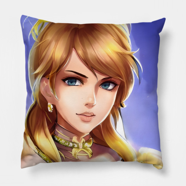 anime blonde hair manga charcter Pillow by animegirlnft