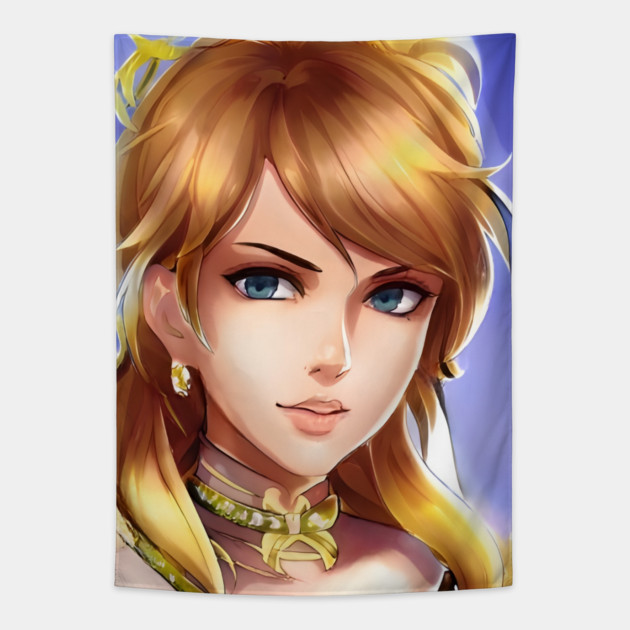 anime blonde hair manga charcter Tapestry by animegirlnft