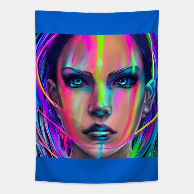 anime kawaii cute collorful manga girl Tapestry by animegirlnft
