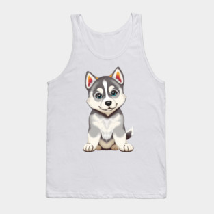 Adorable Husky Dog Tank Top