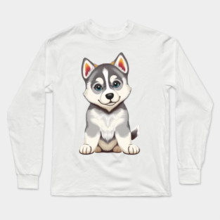 Adorable Husky Dog Long Sleeve T-Shirt