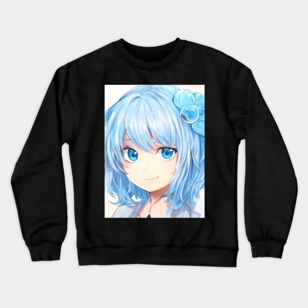 anime blue hair manga Crewneck Sweatshirt by animegirlnft