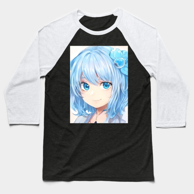 anime blue hair manga Baseball T-Shirt by animegirlnft