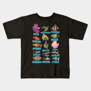 Tropical Freshwater Fish Chart Kids T-Shirt