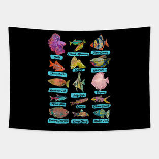 Tropical Freshwater Fish Chart Tapestry