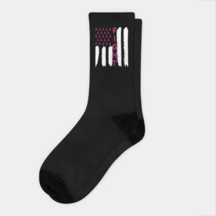 'Breast Cancer USA Flag' Cool Breast Cancer Gift Socks