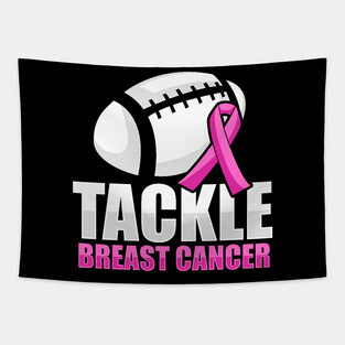 'Tackle Breast Cancer Football' Breast Cancer Gift Tapestry