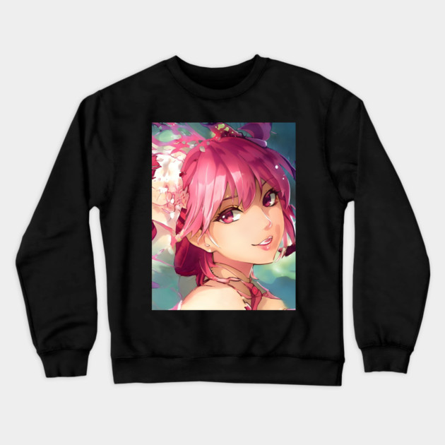 anime girl pink hair manga Crewneck Sweatshirt by animegirlnft