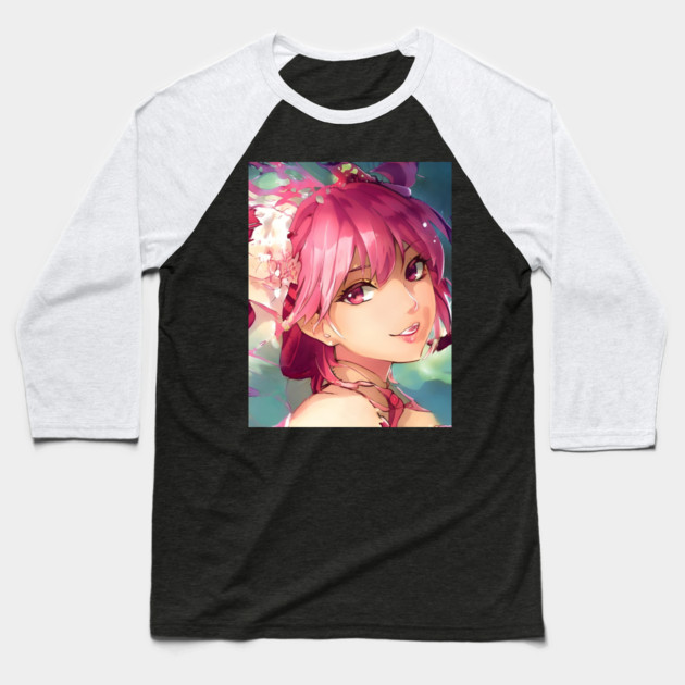 anime girl pink hair manga Baseball T-Shirt by animegirlnft