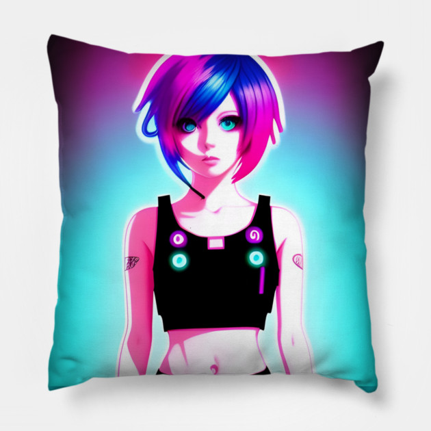 anime design anime girl  manga Pillow by animegirlnft