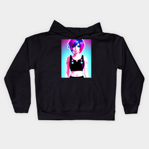 anime design anime girl  manga Kids Hoodie by animegirlnft