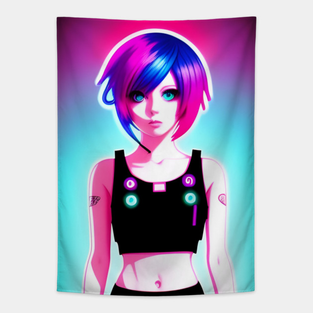 anime design anime girl  manga Tapestry by animegirlnft