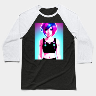 anime design anime girl  manga Baseball T-Shirt
