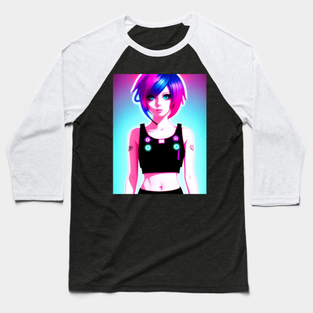 anime design anime girl  manga Baseball T-Shirt by animegirlnft