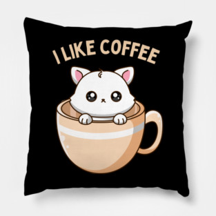 I like Coffee First Cute little cats I need coffee addict This Girl Runs On Caffeine And Sarcasm Pillow