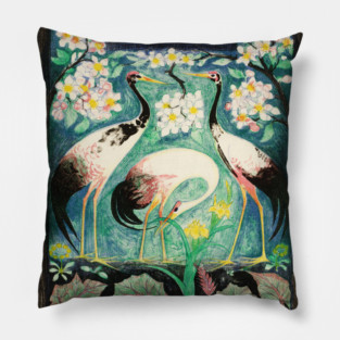 Cranes and blossoms Pillow