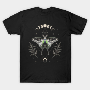 Agender Luna Moth Celestial Cottagecore LGBT Pride Flag T-Shirt