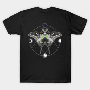 Agender Luna Moth Celestial Cottagecore LGBT Pride Flag T-Shirt