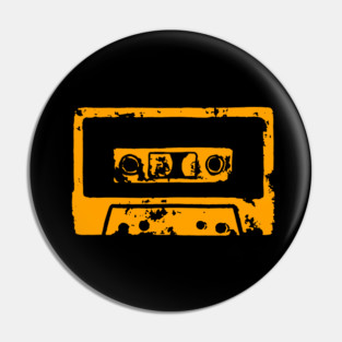 Orange Cassette Tape Pin
