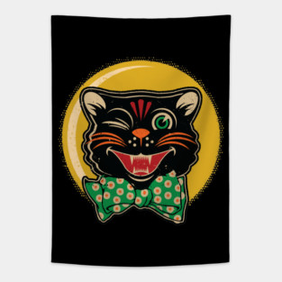 Halloween Moonlight Cat Tapestry