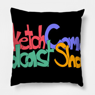 Sketch Comedy Podcast Show Curved Logo Pillow