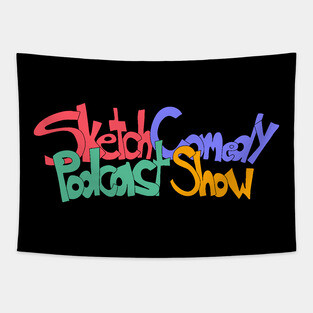 Sketch Comedy Podcast Show Curved Logo Tapestry