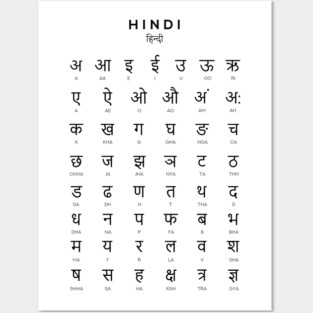 Hindi Alphabet Chart, Hindi Varnamala Language Chart, White Posters and Art