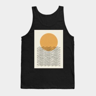 Ocean Wave Gold Sunrise - Mid century modern Tank Top