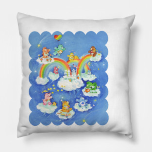 Care Bear 80s Retro Vintage Rainbow Nostalgic Childhood Cartoon Pillow