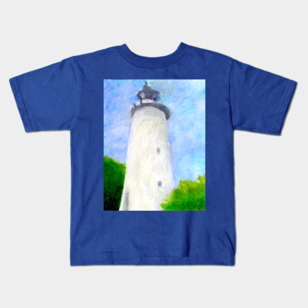Lighthouse Ocracoke Island North Carolina Kids T-Shirt by DonWillisJrArt