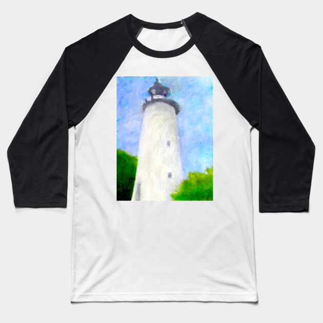 Lighthouse Ocracoke Island North Carolina Baseball T-Shirt by DonWillisJrArt