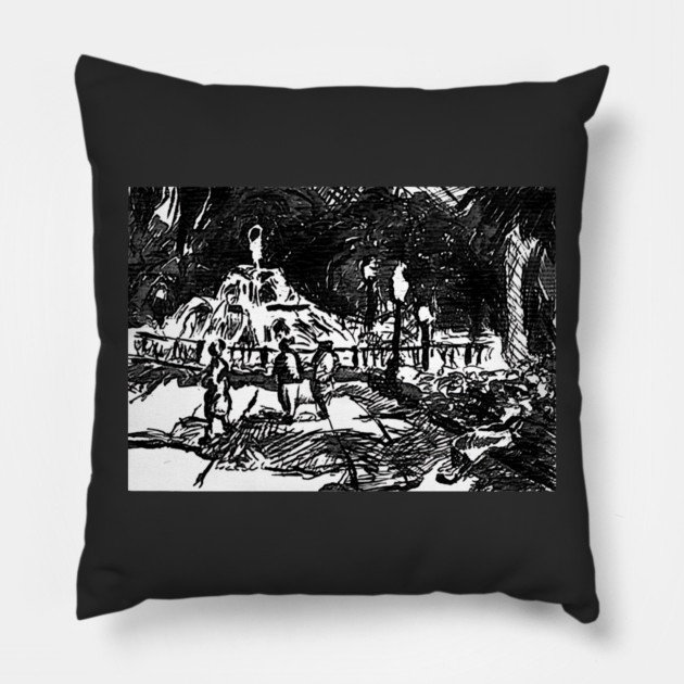 Savannah, Georgia Forsyth Park Fountain Pillow by DonWillisJrArt