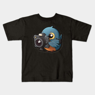 cute bird with a dslr camera Kids T-Shirt