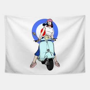 Pretty Scooter Girl Tapestry