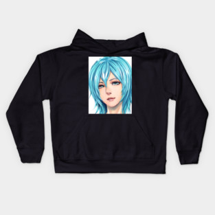 manga girl anime blue hair Kids Hoodie