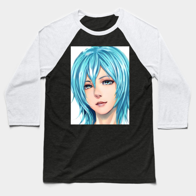 manga girl anime blue hair Baseball T-Shirt by animegirlnft