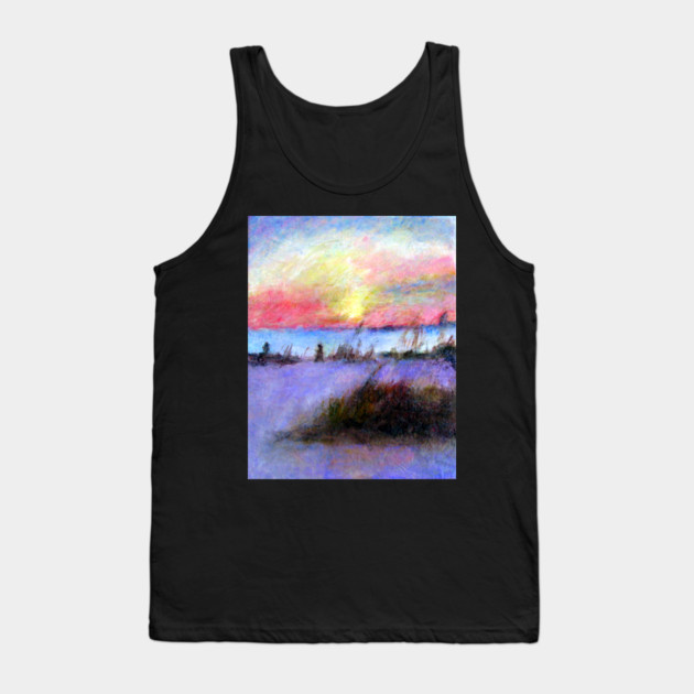 Summer Stroll – Coastal Sunrise Painting Tank Top by DonWillisJrArt