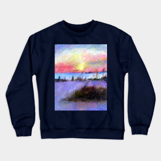Summer Stroll – Coastal Sunrise Painting Crewneck Sweatshirt by DonWillisJrArt