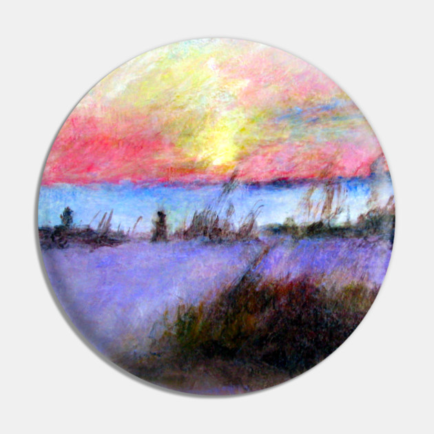 Summer Stroll – Coastal Sunrise Painting Pin by DonWillisJrArt