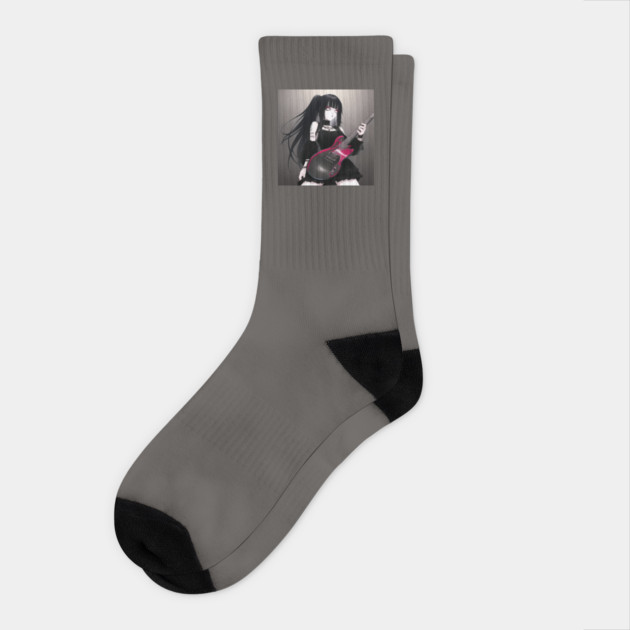 rock girl guitar lover Socks by animegirlnft