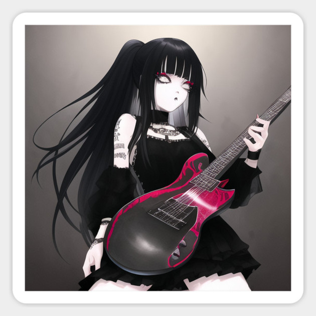 rock girl guitar lover Sticker by animegirlnft